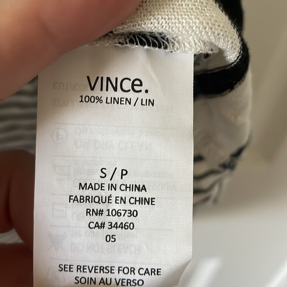 Vince Linen Mixed Stripe Tank Top in Chalk Black Size Small NWT - Picture 5 of 7